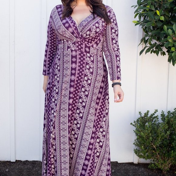 SWAK Designs gabby faux wrap empire maxi dress, size 4x - Picture 2 of 3